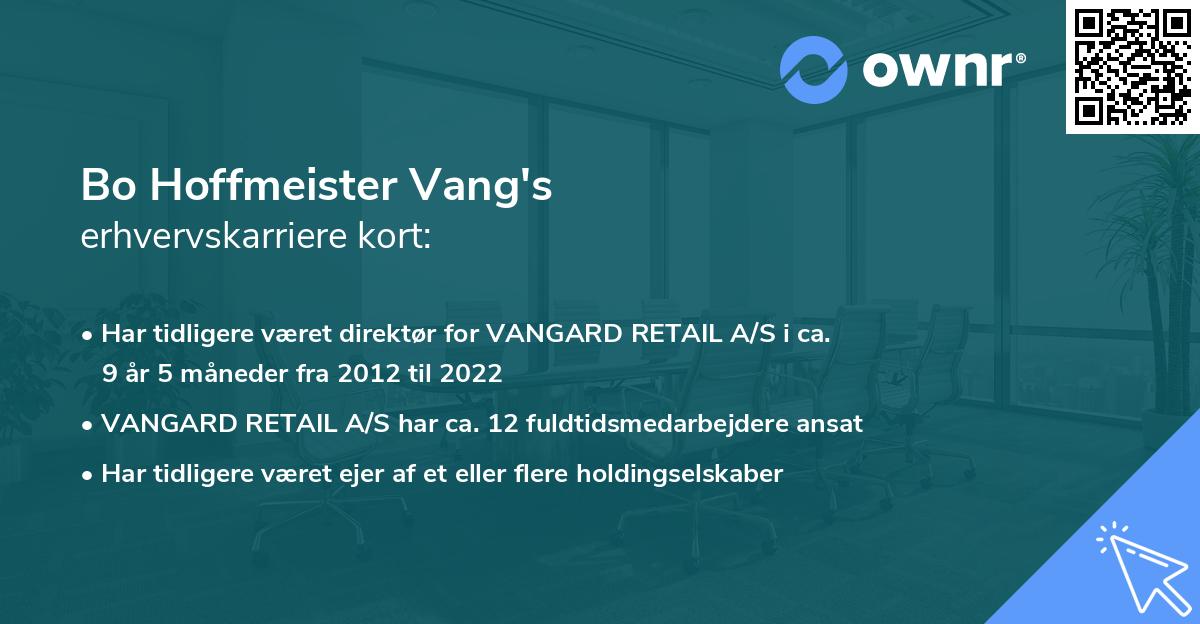 Bo Hoffmeister Vang's erhvervskarriere kort