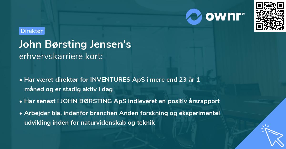 John Børsting Jensen's erhvervskarriere kort