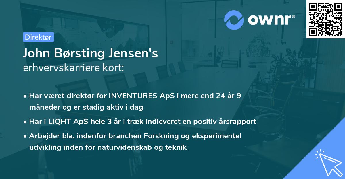 John Børsting Jensen's erhvervskarriere kort