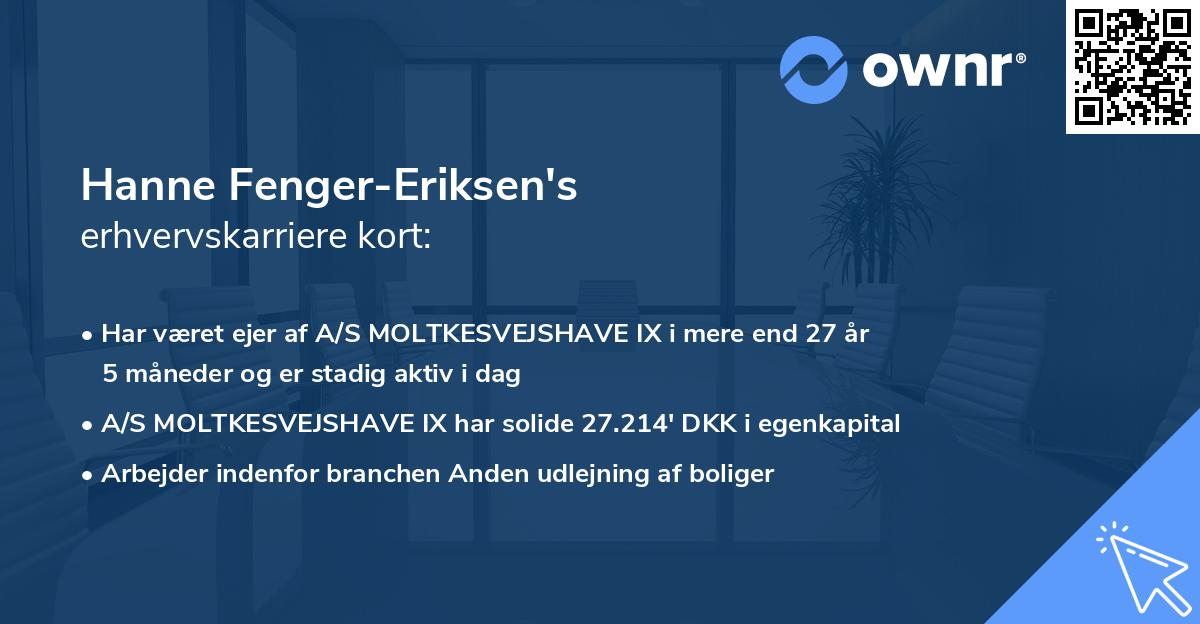 Hanne Fenger-Eriksen's erhvervskarriere kort