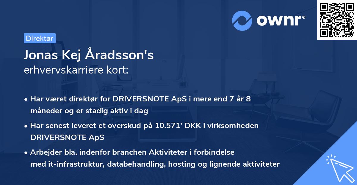 Jonas Kej Åradsson's erhvervskarriere kort