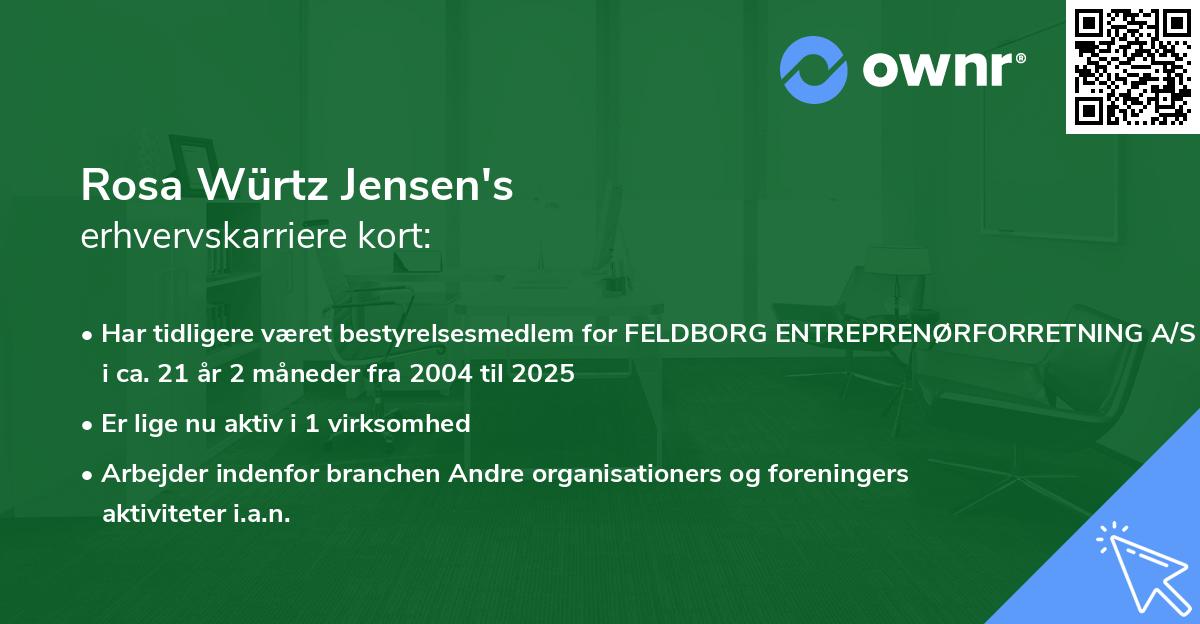 Rosa Würtz Jensen's erhvervskarriere kort