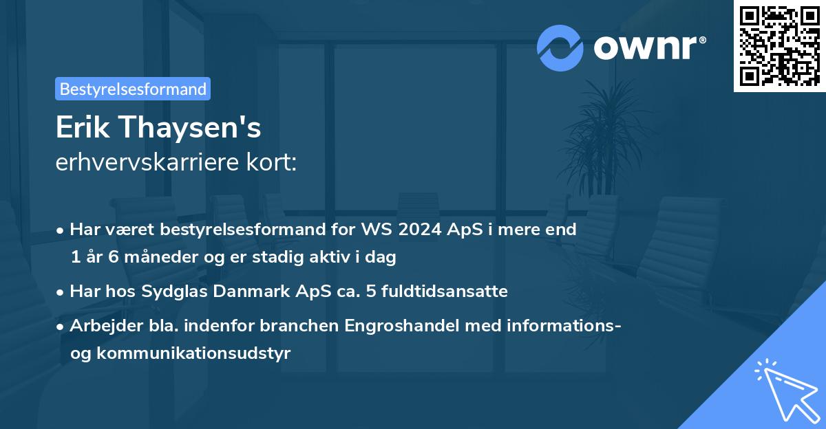 Erik Thaysen's erhvervskarriere kort