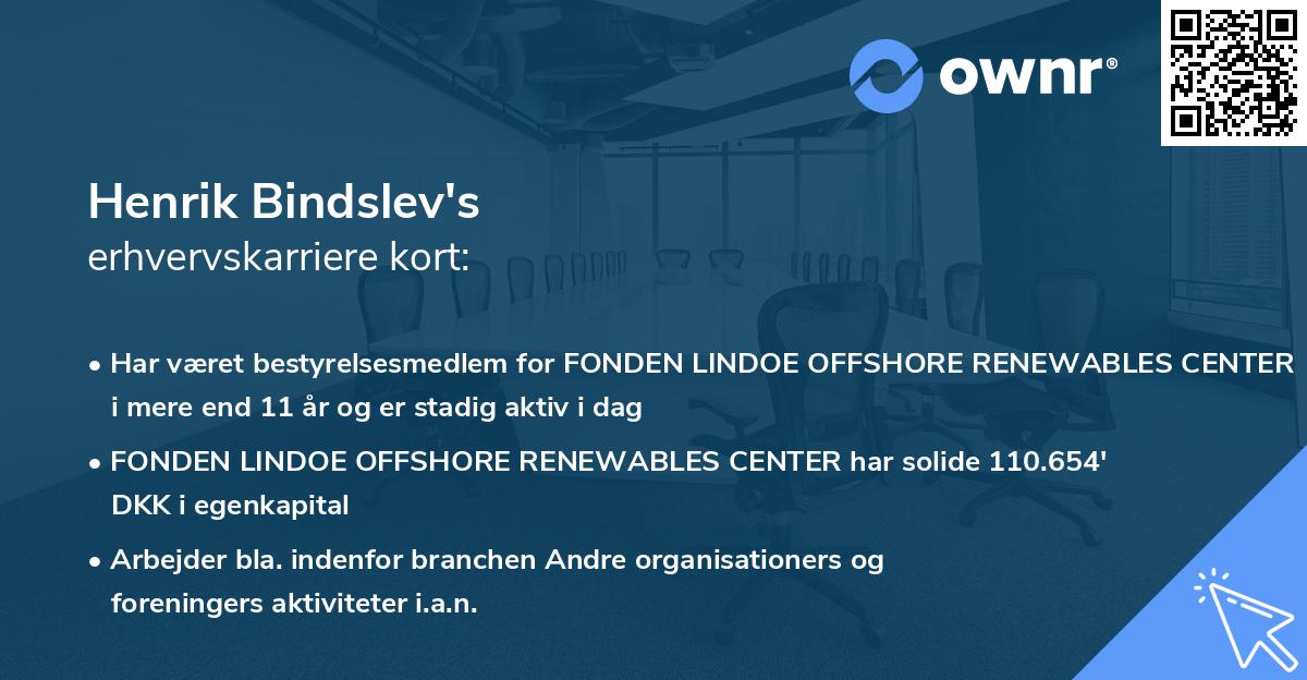 Henrik Bindslev's erhvervskarriere kort