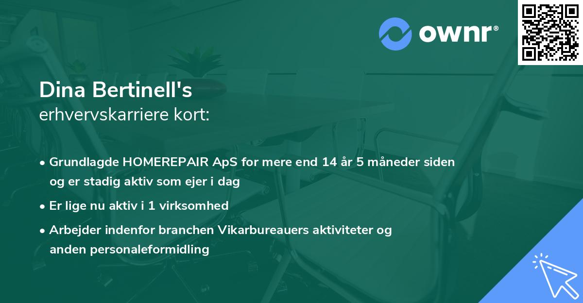 Dina Bertinell's erhvervskarriere kort