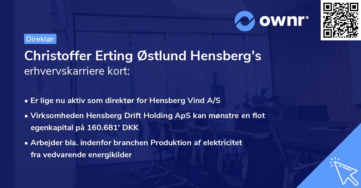 Christoffer Erting Østlund Hensberg's erhvervskarriere kort