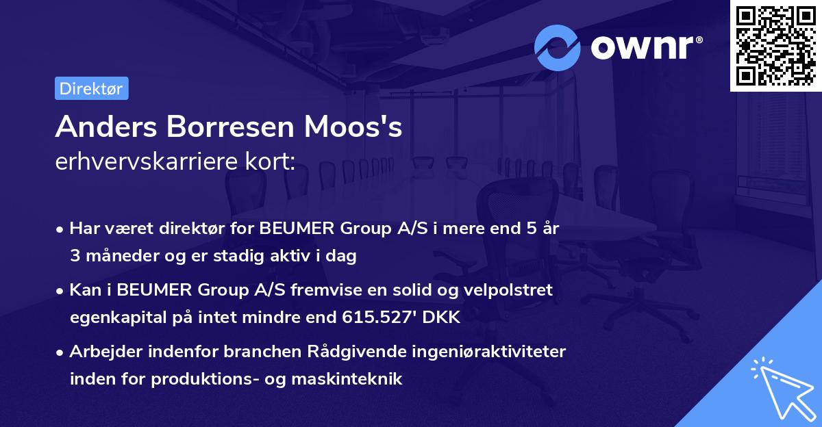 Anders Borresen Moos's erhvervskarriere kort