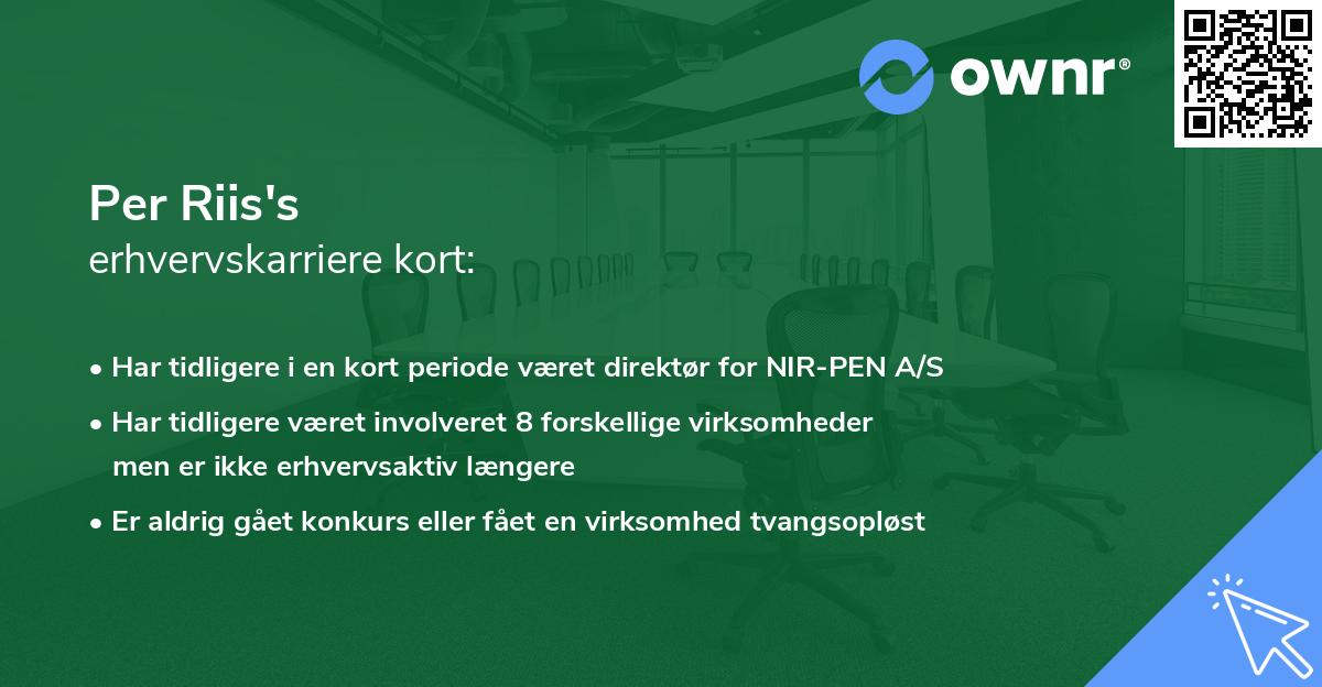 Per Riis's erhvervskarriere kort