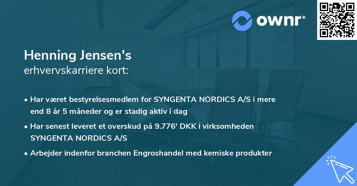 Henning Jensen's erhvervskarriere kort