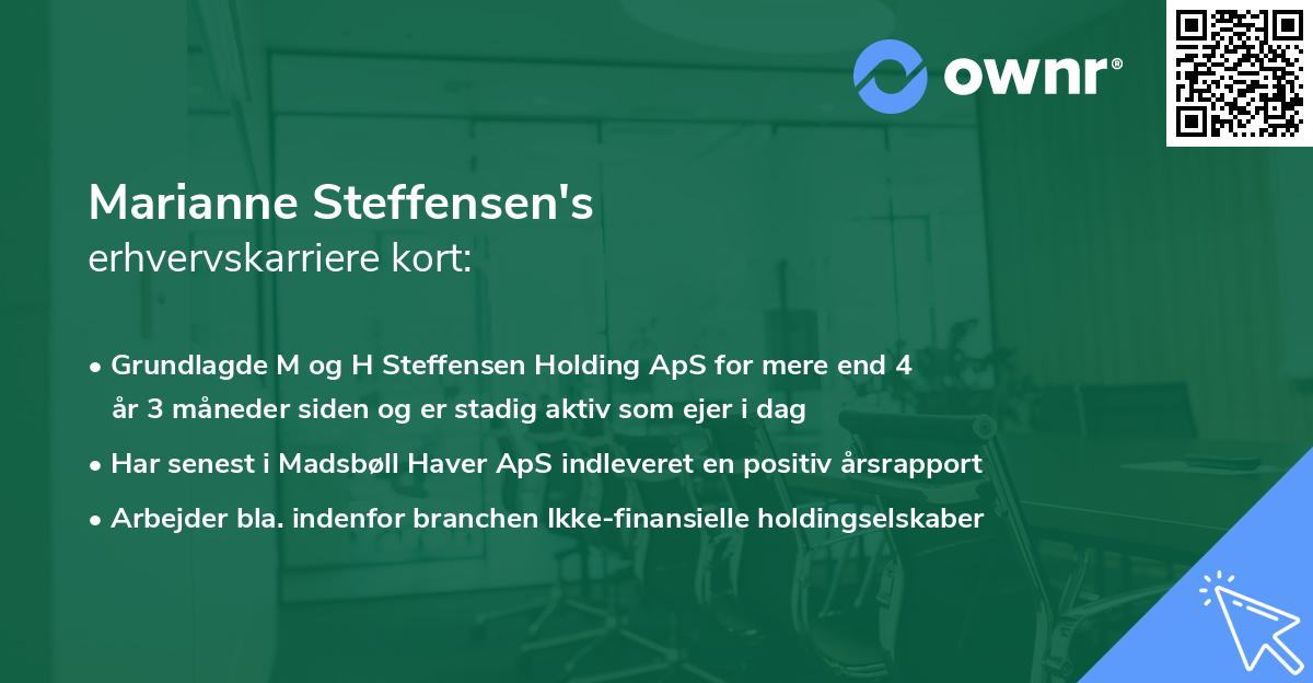 Marianne Steffensen's erhvervskarriere kort