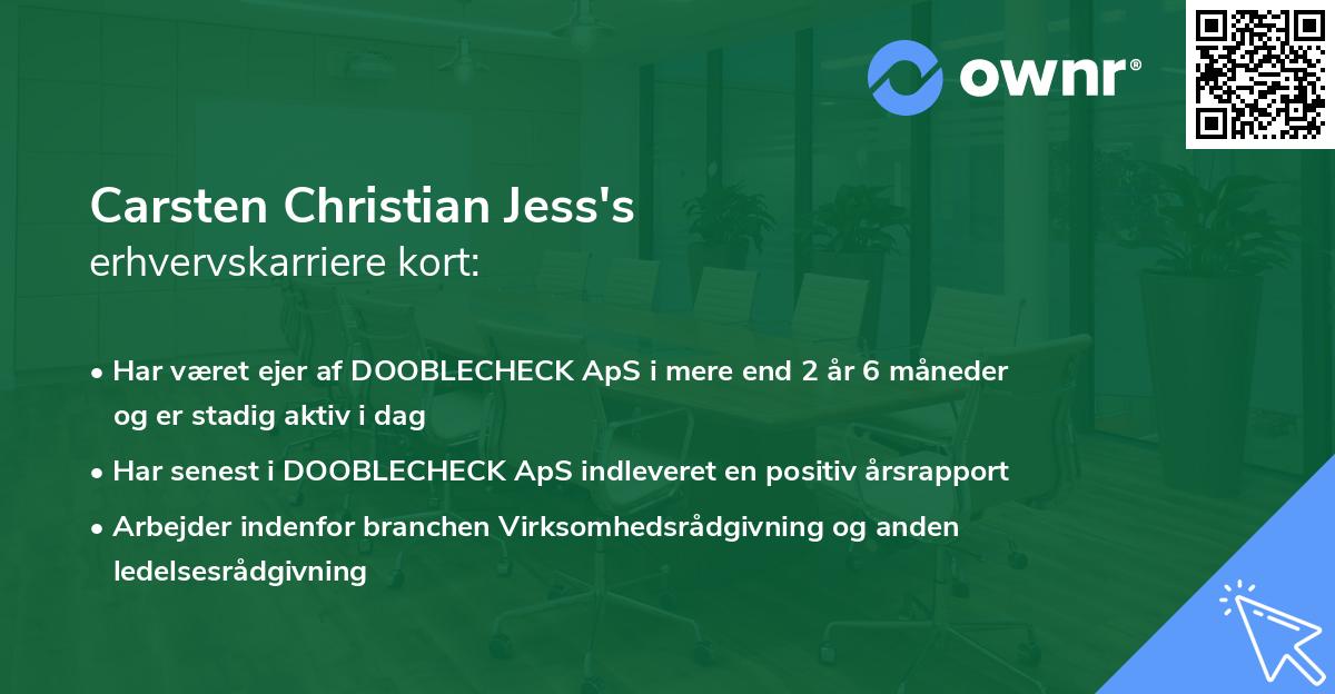 Carsten Christian Jess's erhvervskarriere kort