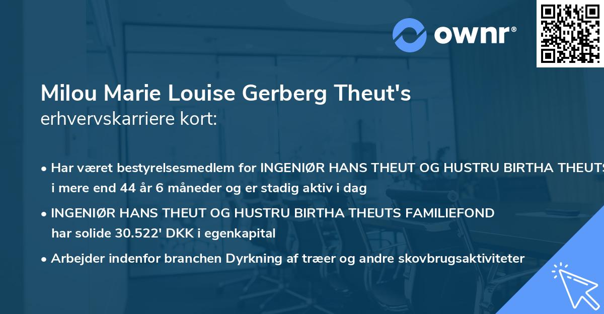 Milou Marie Louise Gerberg Theut's erhvervskarriere kort