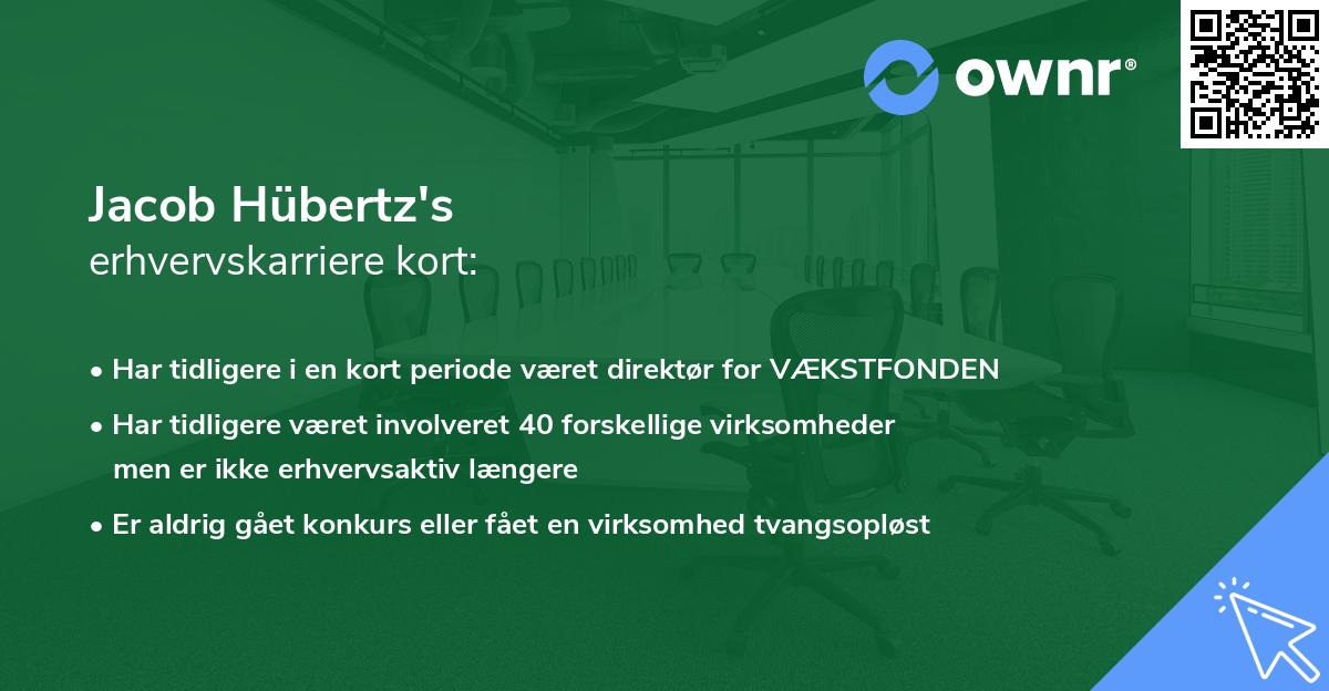 Jacob Hübertz's erhvervskarriere kort