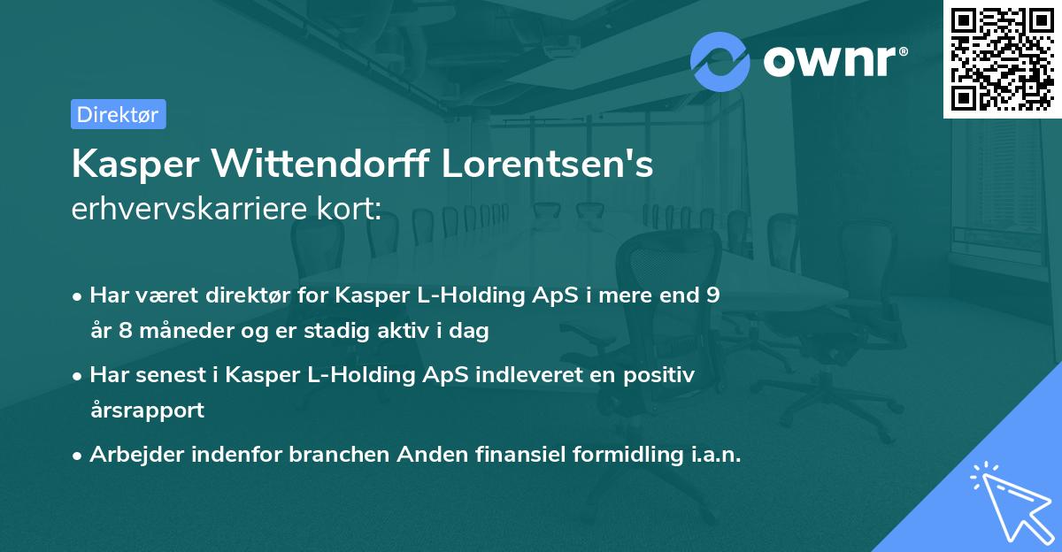 Kasper Wittendorff Lorentsen's erhvervskarriere kort