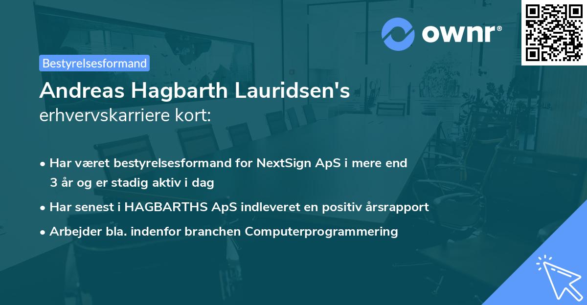 Andreas Hagbarth Lauridsen's erhvervskarriere kort