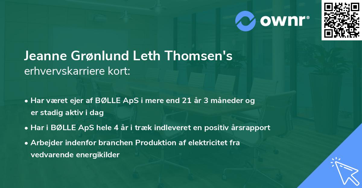 Jeanne Grønlund Leth Thomsen's erhvervskarriere kort