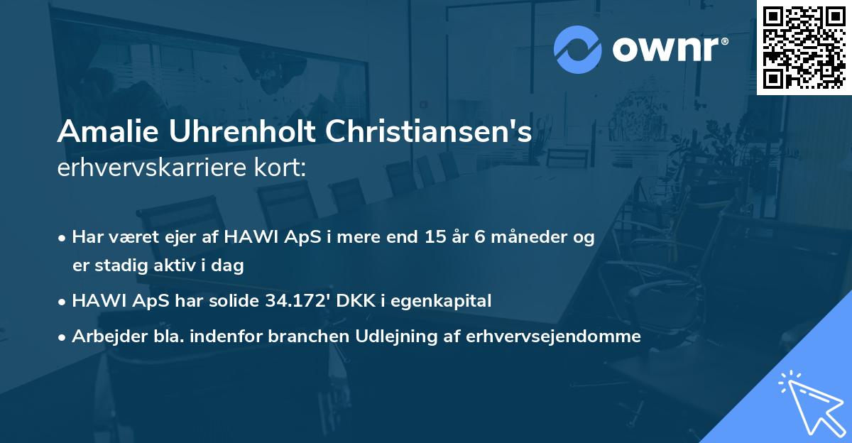 Amalie Uhrenholt Christiansen's erhvervskarriere kort