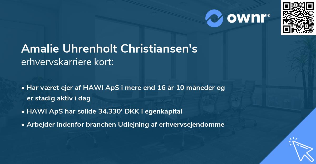 Amalie Uhrenholt Christiansen's erhvervskarriere kort