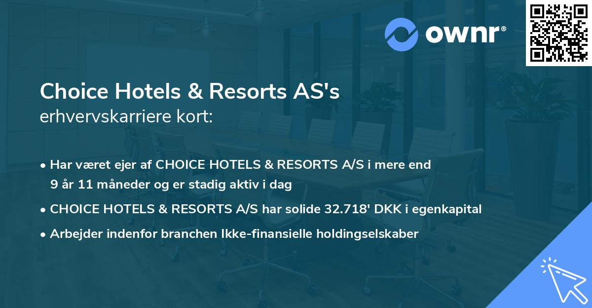 Choice Hotels & Resorts AS's erhvervskarriere kort