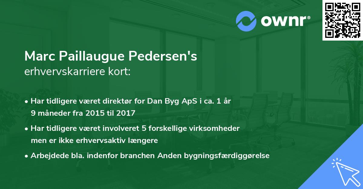 Marc Paillaugue Pedersen's erhvervskarriere kort