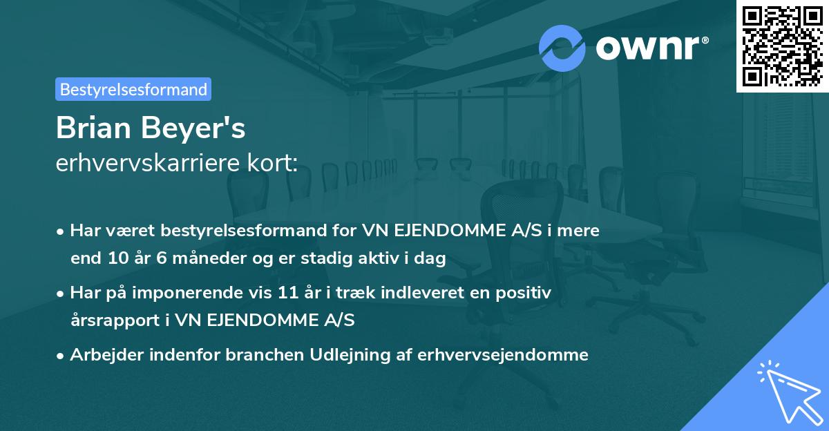 Brian Beyer's erhvervskarriere kort