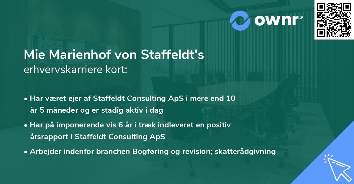 Mie Marienhof von Staffeldt's erhvervskarriere kort