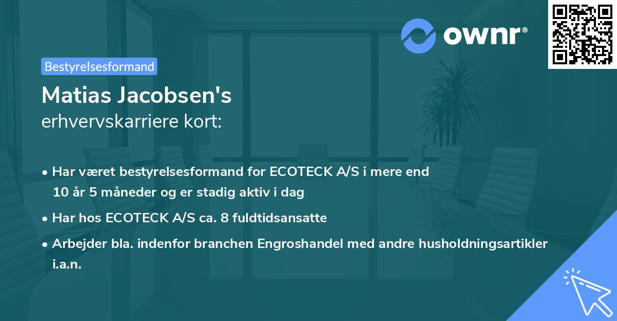 Matias Jacobsen's erhvervskarriere kort