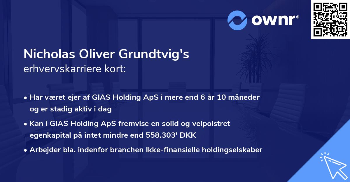 Nicholas Oliver Grundtvig's erhvervskarriere kort