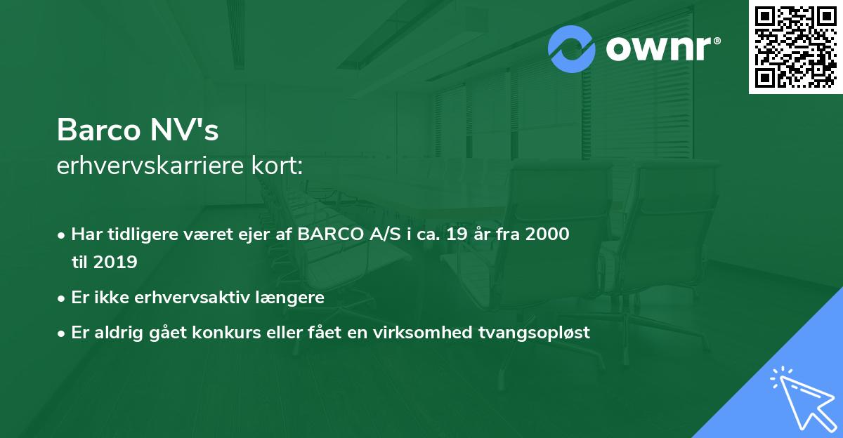 Barco NV's erhvervskarriere kort