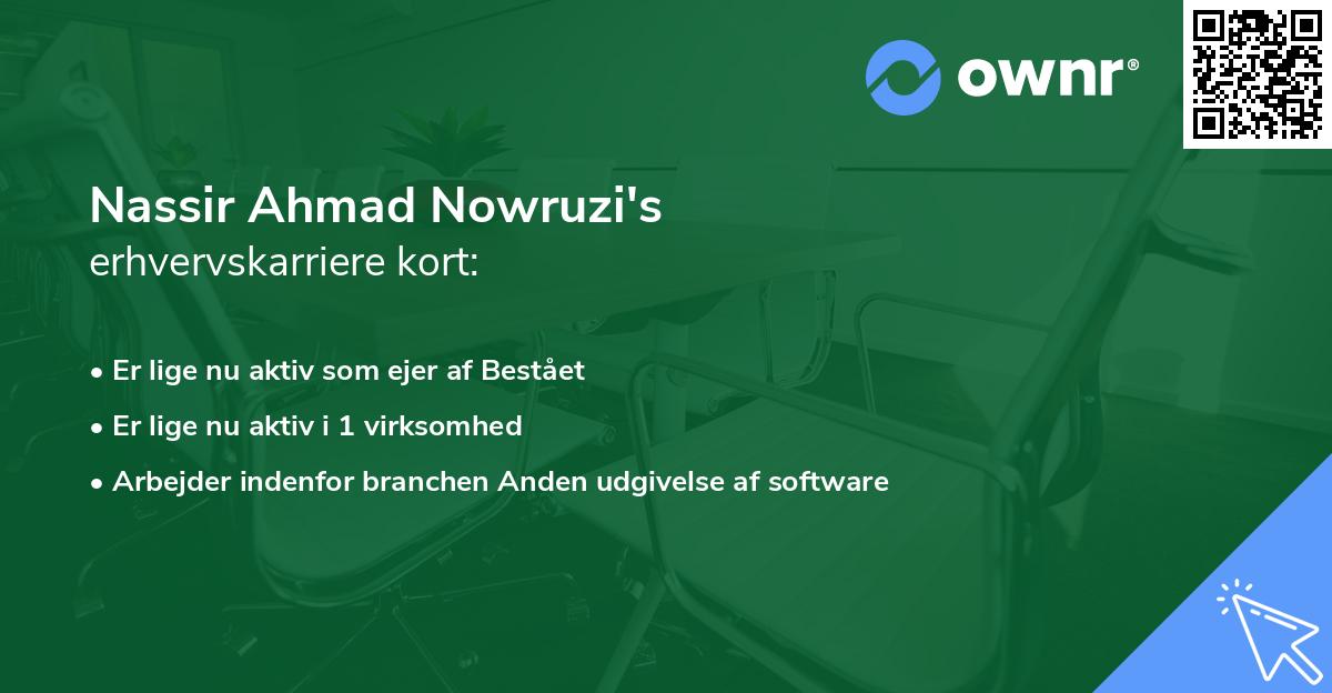 Nassir Ahmad Nowruzi's erhvervskarriere kort