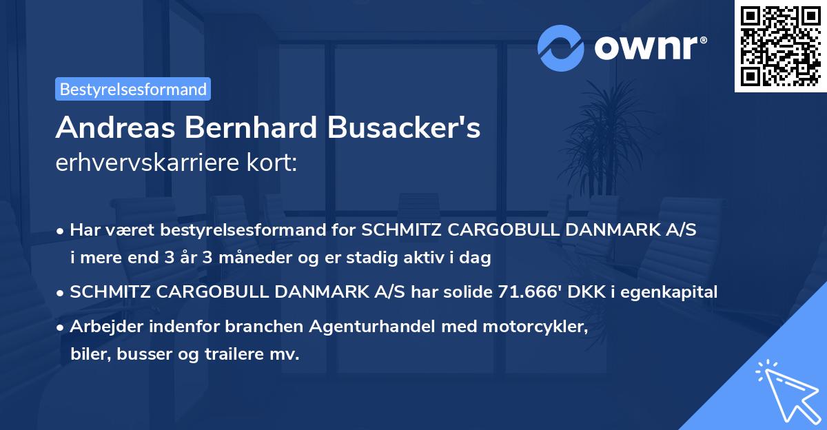 Andreas Bernhard Busacker's erhvervskarriere kort