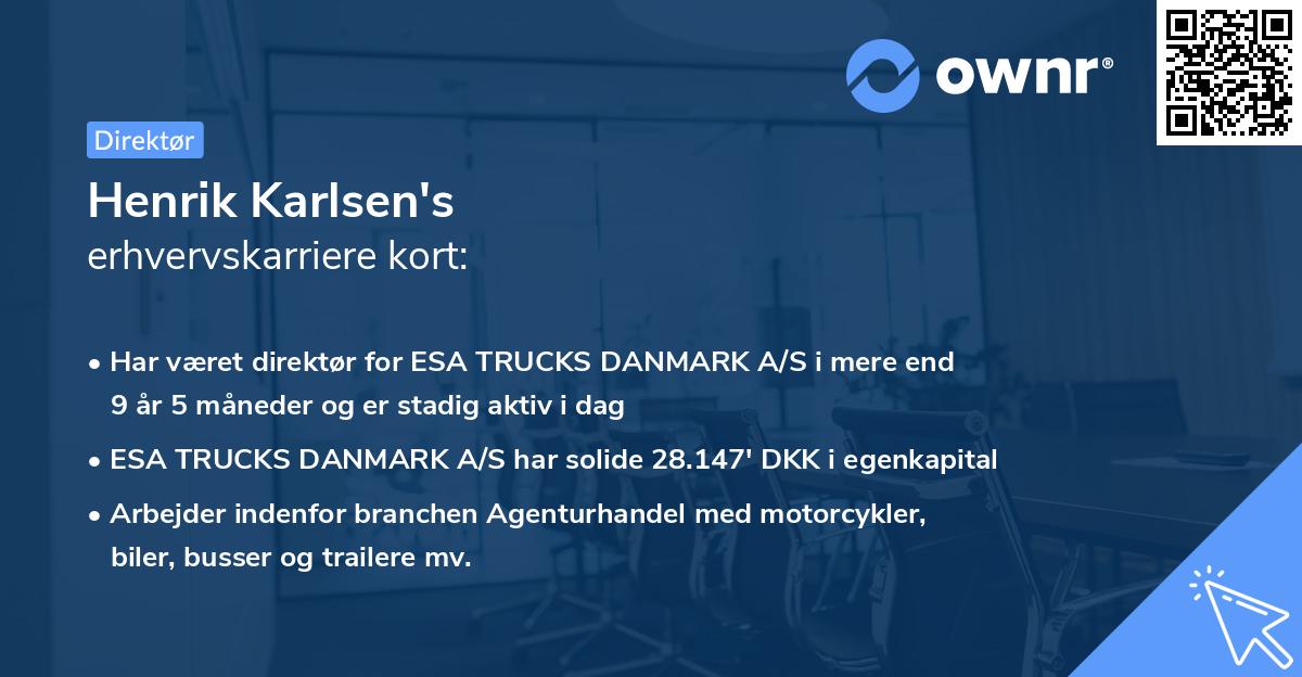 Henrik Karlsen's erhvervskarriere kort