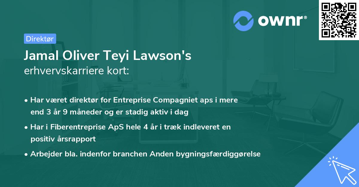 Jamal Oliver Teyi Lawson's erhvervskarriere kort