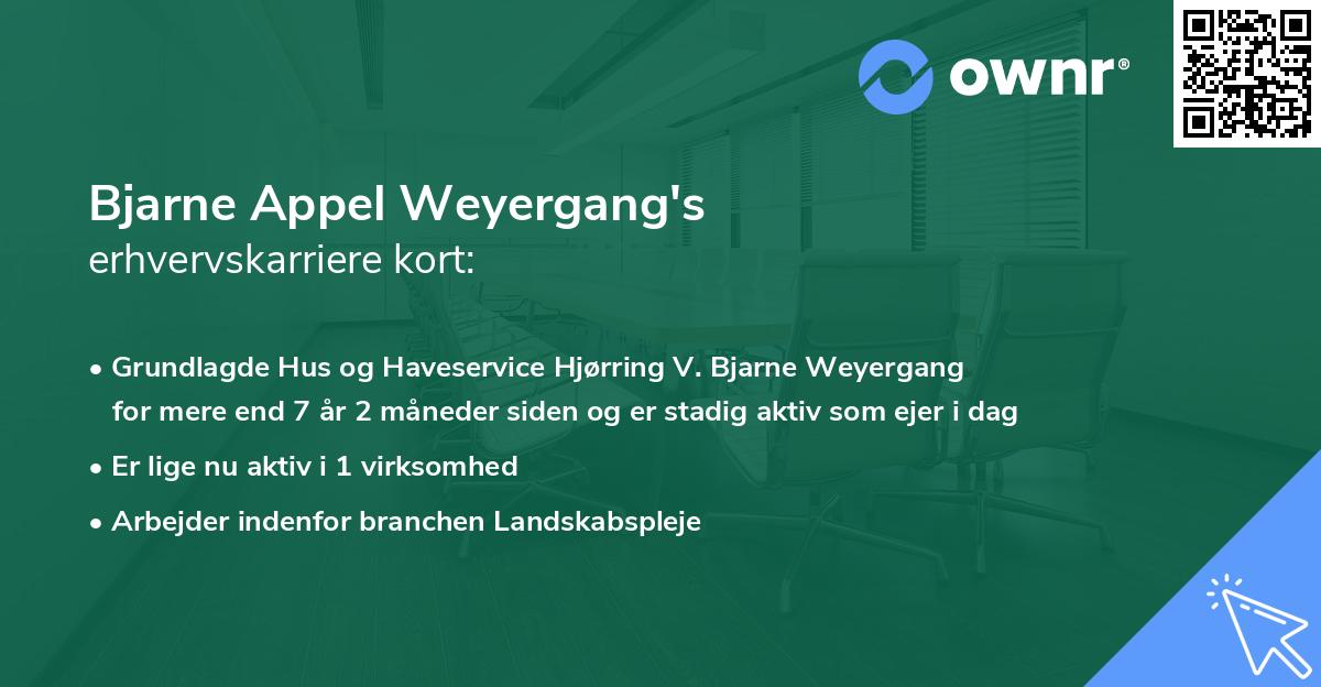 Bjarne Appel Weyergang's erhvervskarriere kort