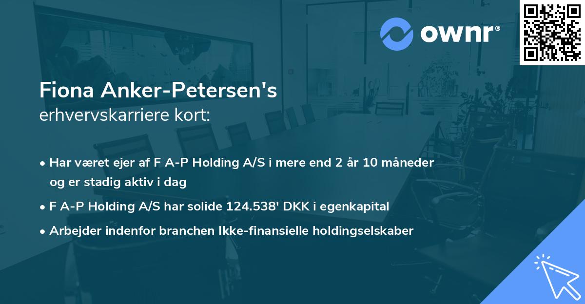 Fiona Anker-Petersen's erhvervskarriere kort