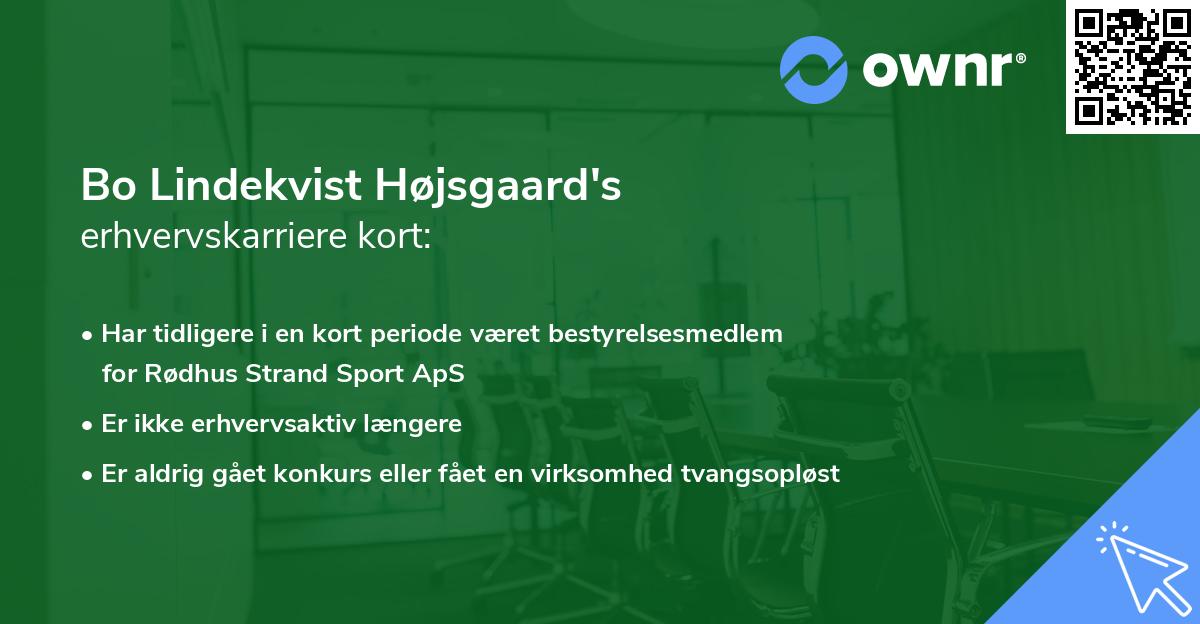 Bo Lindekvist Højsgaard's erhvervskarriere kort
