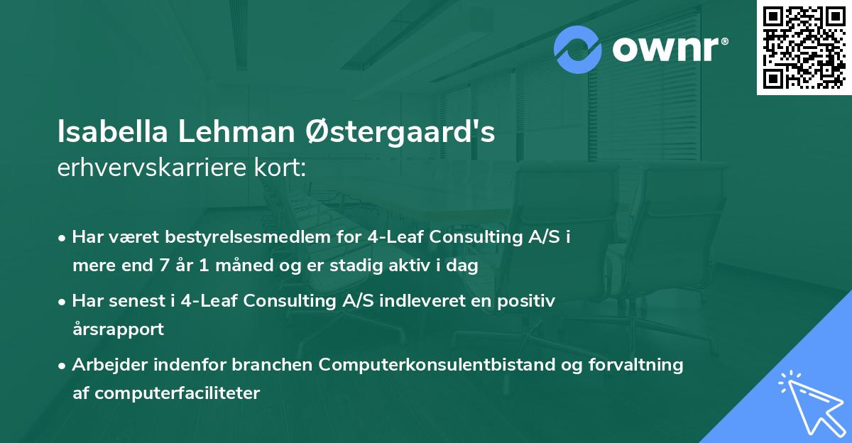 Isabella Lehman Østergaard's erhvervskarriere kort