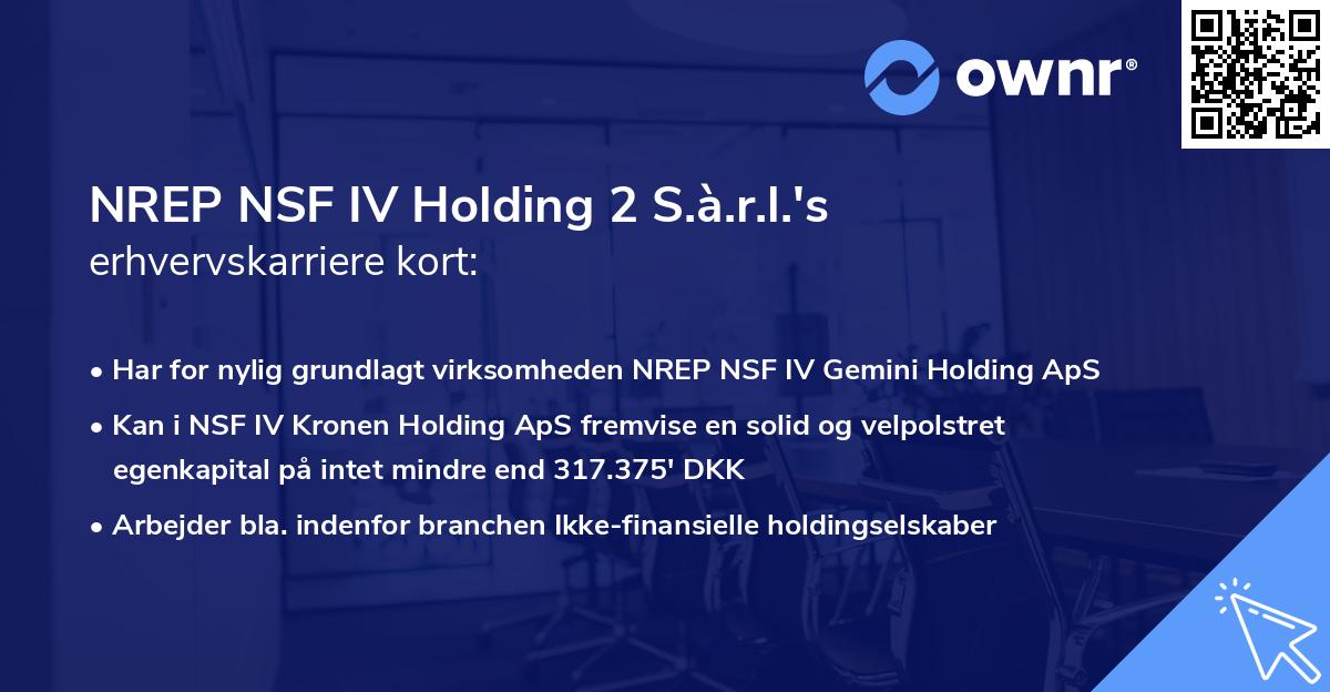 NREP NSF IV Holding 2 S.à.r.l.'s erhvervskarriere kort