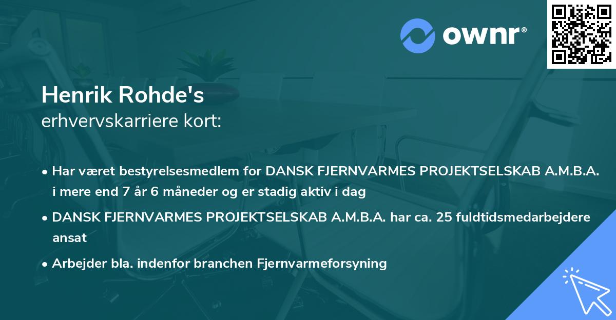 Henrik Rohde's erhvervskarriere kort