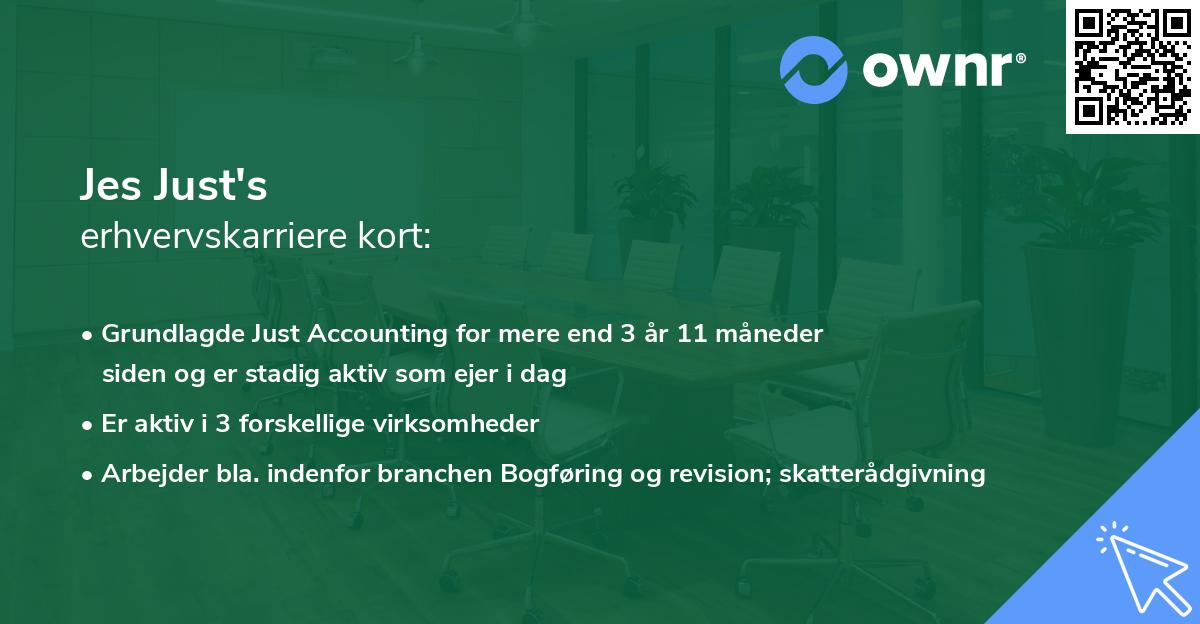 Jes Just's erhvervskarriere kort
