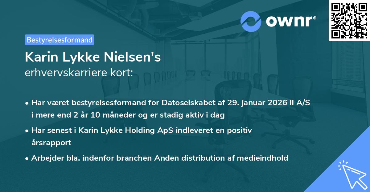 Karin Lykke Nielsen's erhvervskarriere kort