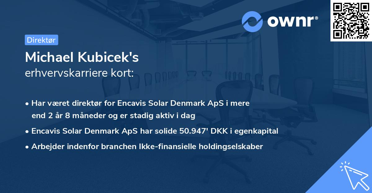 Michael Kubicek's erhvervskarriere kort