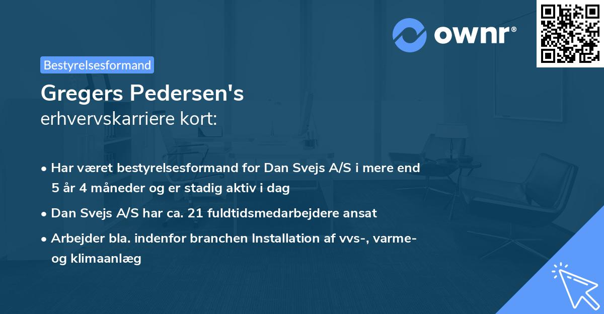 Gregers Pedersen's erhvervskarriere kort