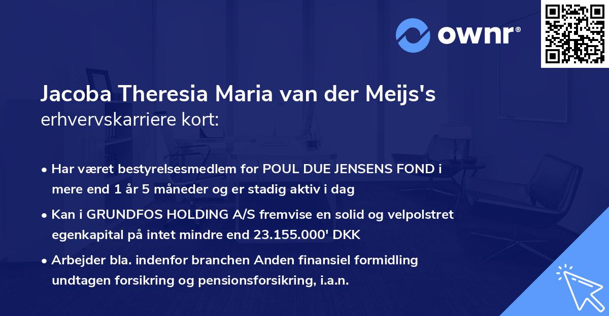 Jacoba Theresia Maria van der Meijs's erhvervskarriere kort