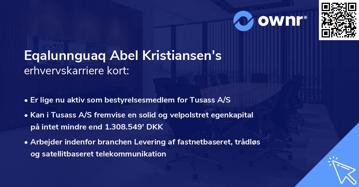 Eqalunnguaq Abel Kristiansen's erhvervskarriere kort