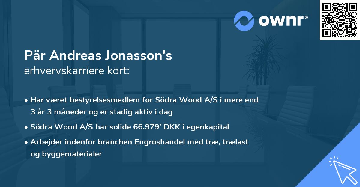 Pär Andreas Jonasson's erhvervskarriere kort