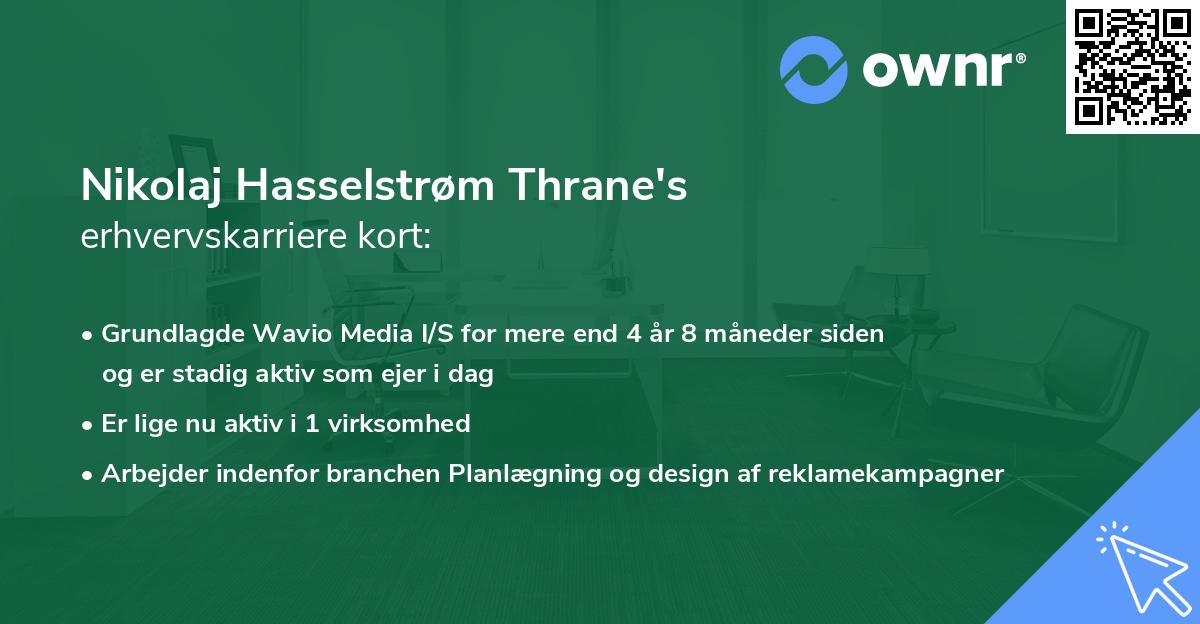 Nikolaj Hasselstrøm Thrane's erhvervskarriere kort