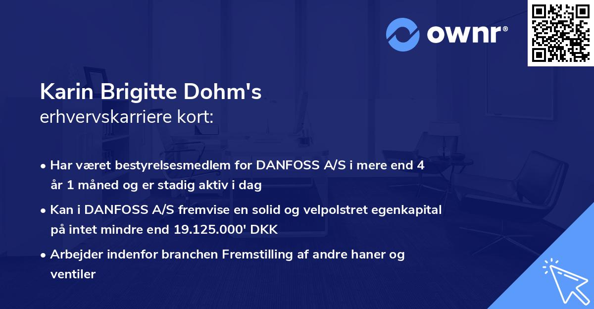 Karin Brigitte Dohm's erhvervskarriere kort