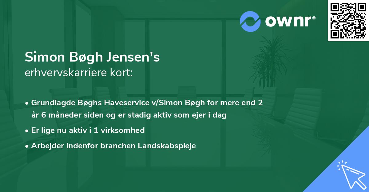 Simon Bøgh Jensen's erhvervskarriere kort