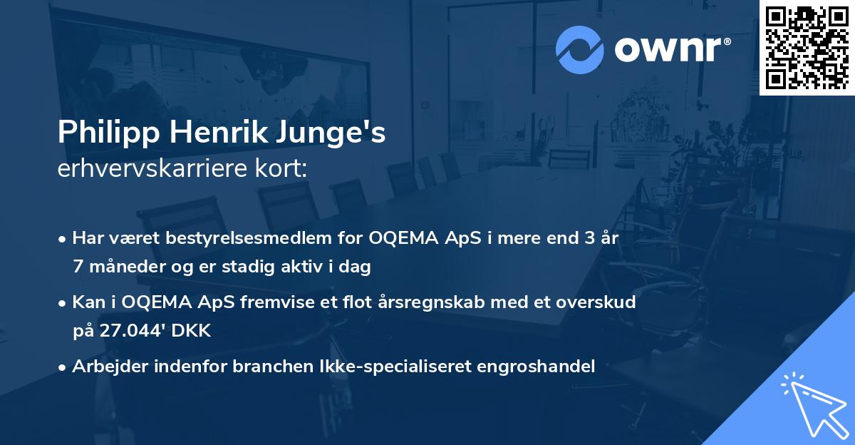 Philipp Henrik Junge's erhvervskarriere kort